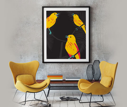 illustration oiseaux caraibe titine jaune
